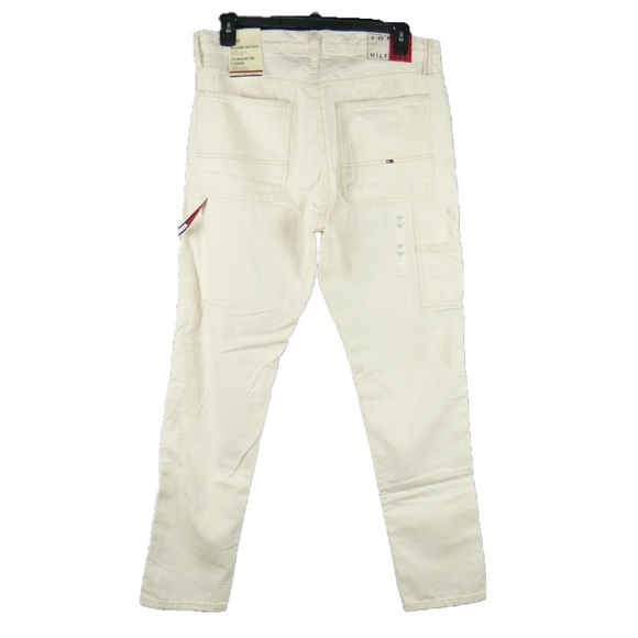 Tommy Hilfiger Relaxed Fit Tapered Leg Carpenter Jeans Off White Mens Size 40x30 - Picture 2 of 12